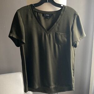 Theory Green Silk Blouse